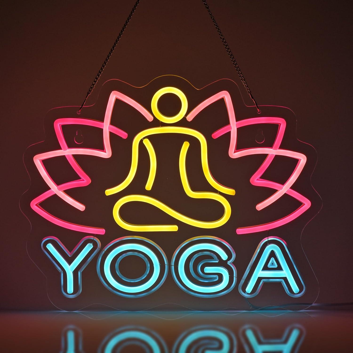 Yoga Fitness Rooms - Insegna al Neon per Yoga, Luce