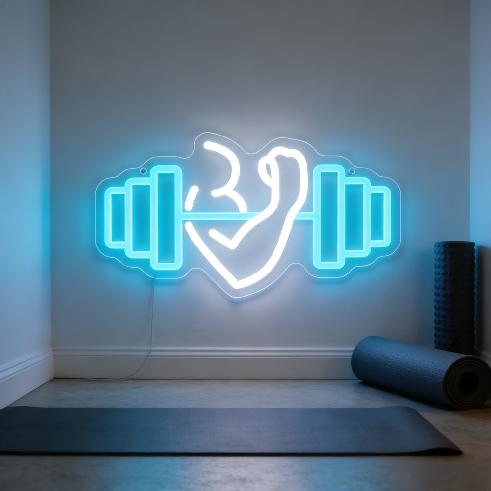 Yoga Fitness Rooms - Insegna al Neon LED Bicep Dumbbell,