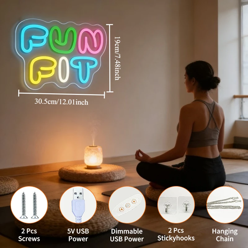 Insegna al Neon LED Fun Fit a  - Yoga Fitness Rooms recensione e prezzo